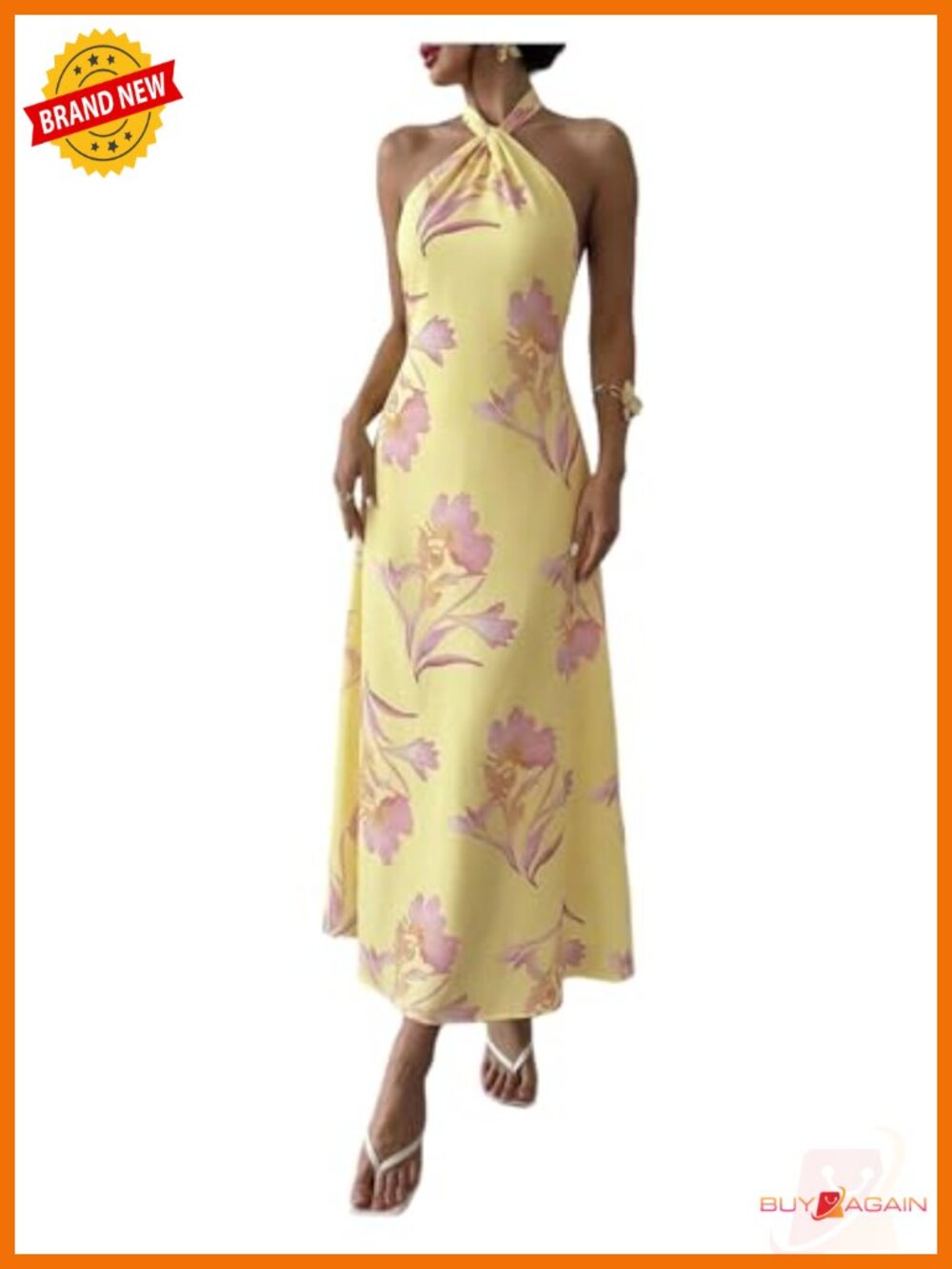 Sleeveless Halter Ruffle Open Back A Line Maxi Dress